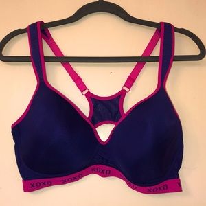XOXO Purple Hot Pink Padded Sports Racer Back Plus Size Bra 38D